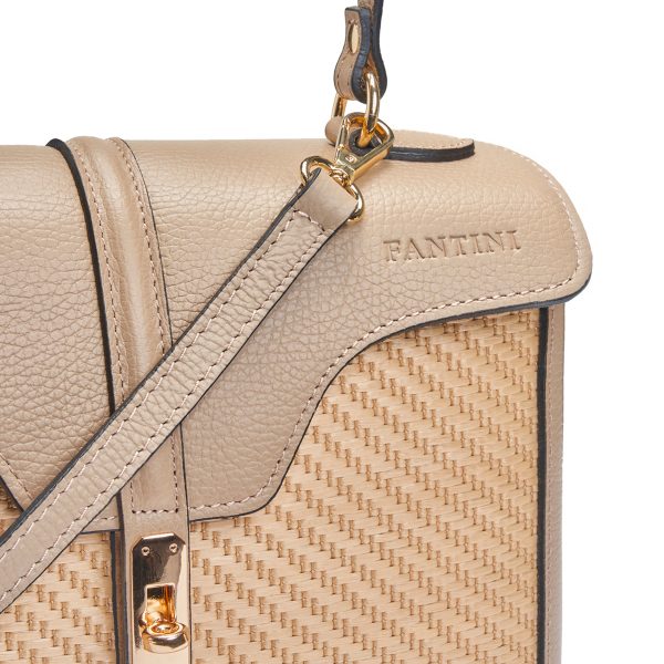 Anti Rafiaa Bolsa di Couro e Rafia Beige | Fantini Pelletteria